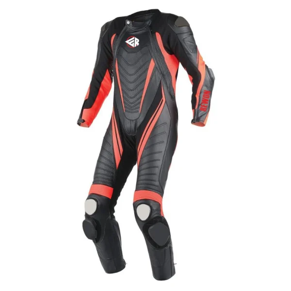 red moto one piece suit