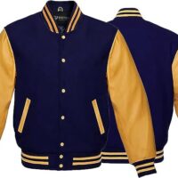 Unisex Navy Blue & Gold Varsity Jacket
