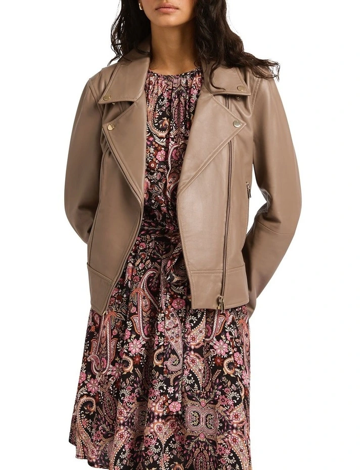 Taupe Tempest Leather Jacket