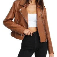 Rich Brown Leather Biker Jacket