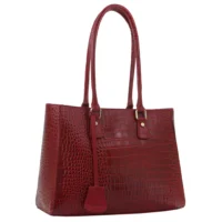 Crimson Croc-Embossed Leather Tote bag