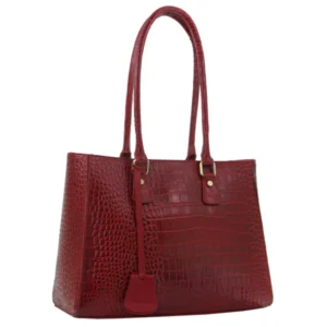 Crimson Croc-Embossed Leather Tote bag
