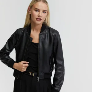 Onyx Storm Leather Bomber Jacket