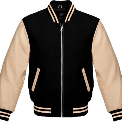 Black & Tan Leather Varsity Jacket