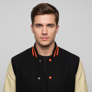 Black & Beige Retro Varsity Jacket