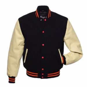 Black & Beige Retro Varsity Jacket