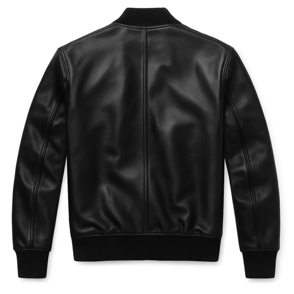 Eclipse Luxe Black Leather Bomber Jacket
