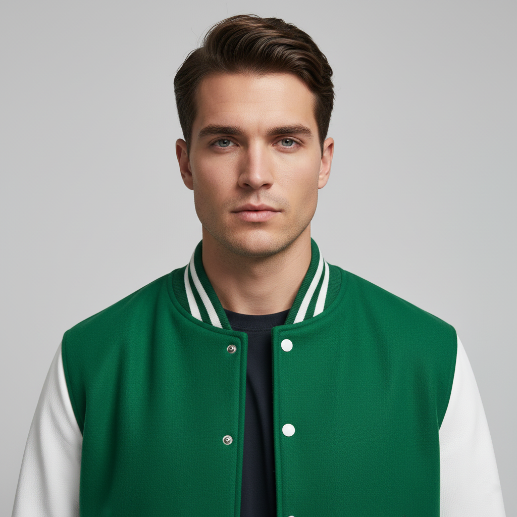 Green & White Classic Varsity Jacket (1)
