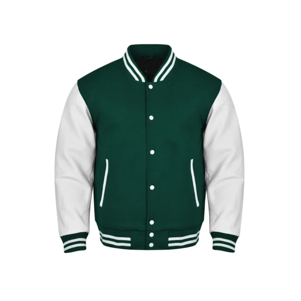 Green & White Classic Varsity Jacket - Image 2
