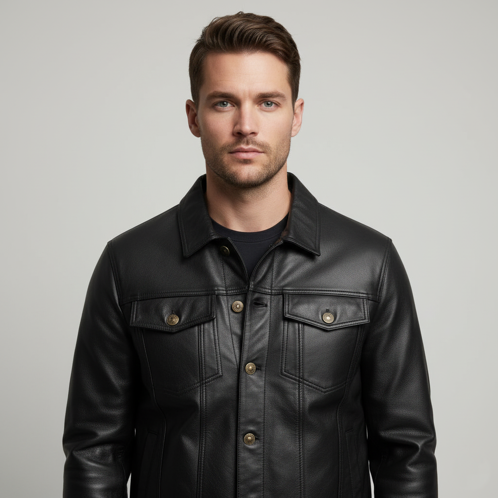 Ironclad Black Leather Trucker Jacket