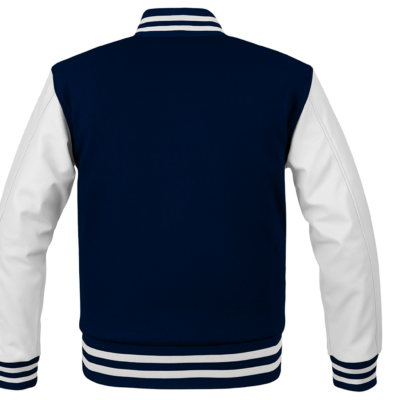 Midnight Blue & White Leather Varsity Jacket