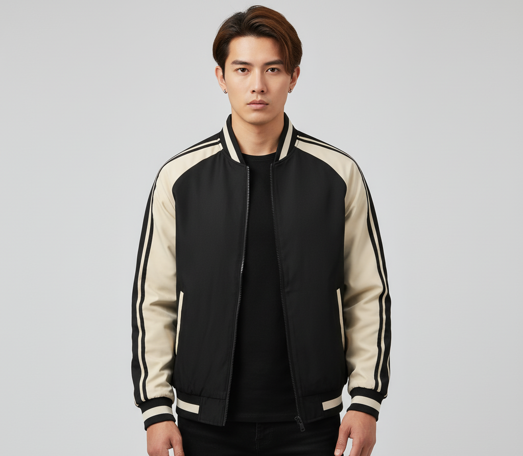 Midnight Stride Retro Bomber Jacket