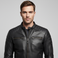 Raven Black Leather Biker Jacket