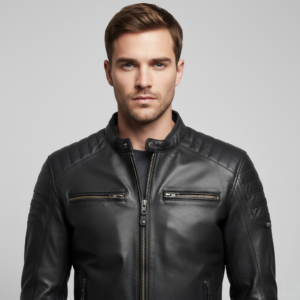Raven Black Leather Biker Jacket