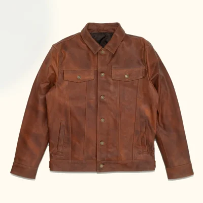 Rustic Heritage Brown Leather Trucker Jacket