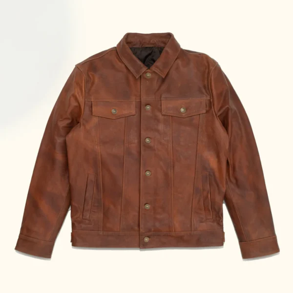 Rustic Heritage Brown Leather Trucker Jacket
