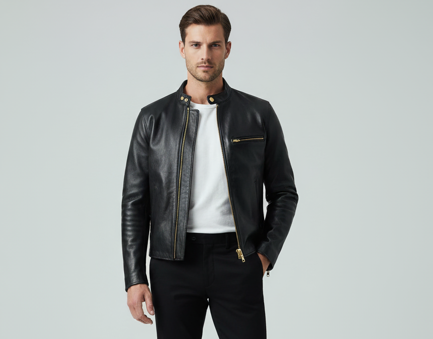 Shadowhawk Classic Leather Biker Jacket