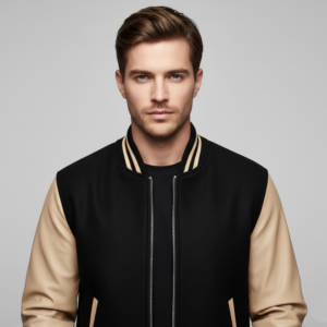Sovereign Black & Tan Leather Varsity Jacket