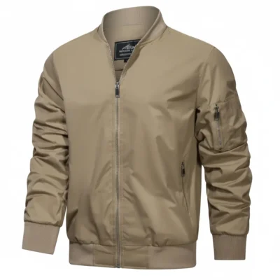 Men’s Beige Bomber Jacket | Beige Streetwear Essential