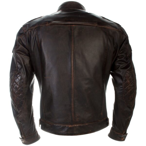Heritage Brown Leather Cafe Racer Jacket - Image 2
