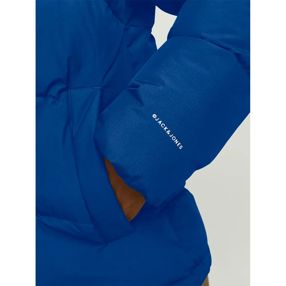 Men's Blue Puffer Jacket with Hood