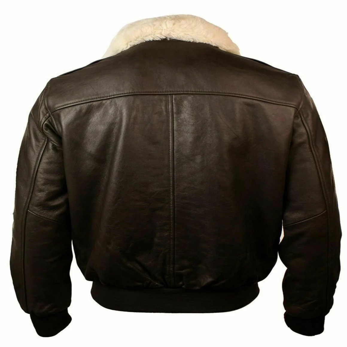 Brown leather aviator jacket with shearling collar for men