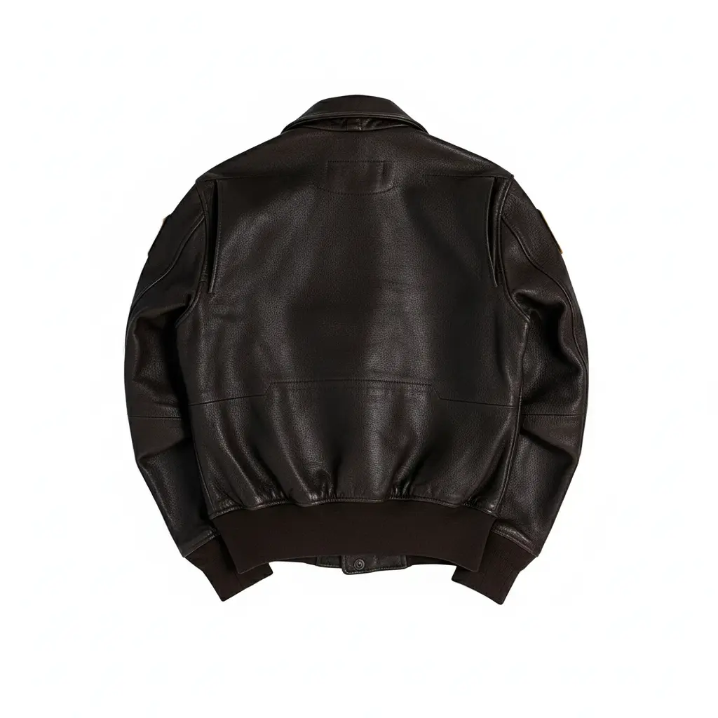 Vintage brown aviator leather jacket with WWII-style patches 1